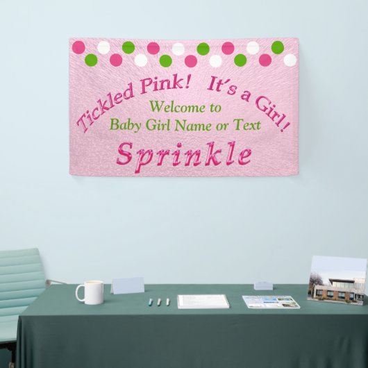 Het roze en Groene Baby bestrooit Banner met Jouw (Beurs)