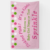 Het roze en Groene Baby bestrooit Banner met Jouw (Verticaal)