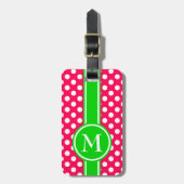 Het roze en Groene Monogram van de Stip Bagagelabel (Voorkant verticaal)