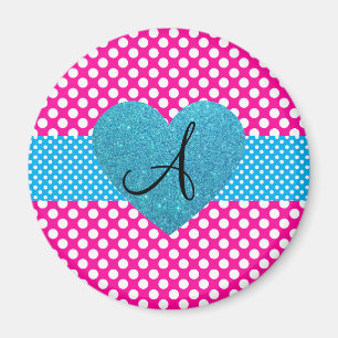 Het roze en witte monogram van stippen magneet