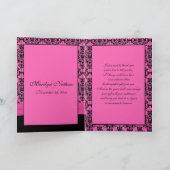 Het roze en Zwarte Damast dankt u kaardt met Foto Bedankkaart (Binnen)
