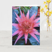 Het roze Exotische Wenskaart van het Plant van de Kaart (Gele Bloem)