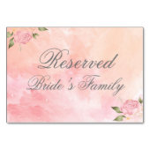 Het roze Floral Blush Waterverf Script Weddenschap Kaart (Achterkant)