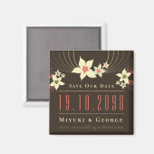 Het roze Frangipani Beach huwelijk bewaart de datu Magneet (Voorkant / Achterkant)