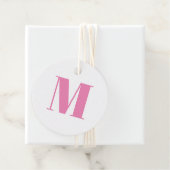 Het roze geschenk van het initiaal monogram aanpas bedankjes labels (In situ)