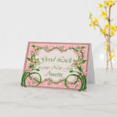 Het Roze Goede Geluk van Polkadot in de Nieuwe Kaart (Gele Bloem)