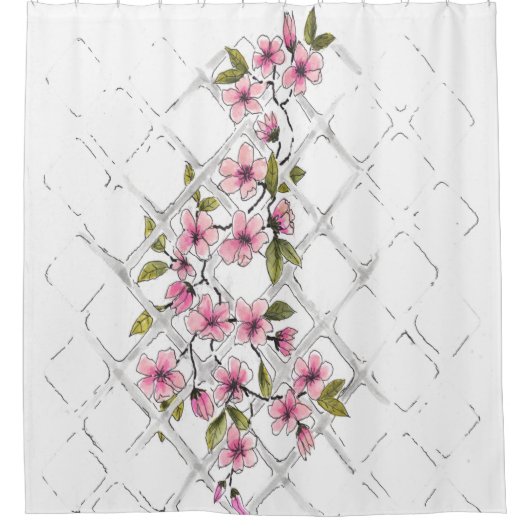 Het roze gordijn van de douche van de klimmer (Voorkant)