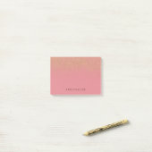 Het roze Goud schittert Post-it® Notes (Op bureau)