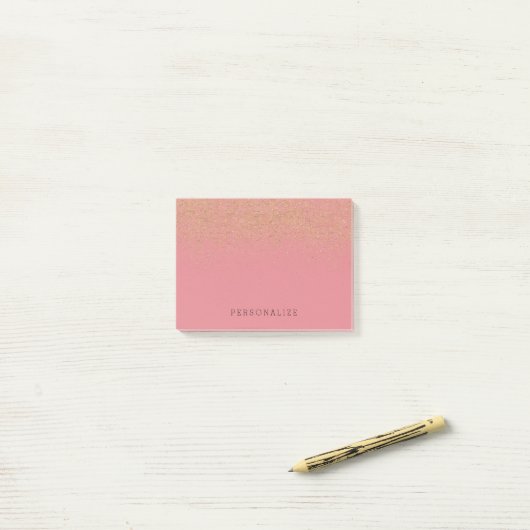 Het roze Goud schittert Post-it® Notes (Op bureau)