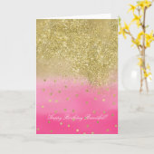 Het roze Goud van Faux van de Waterverf schittert Kaart (Gele Bloem)