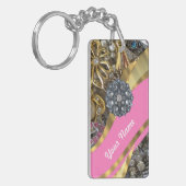Het roze & gouden bling sleutelhanger (Voorkant Links)