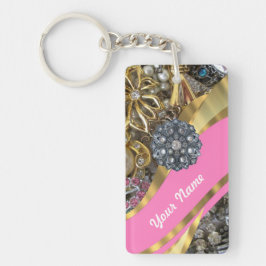Het roze & gouden bling sleutelhanger
