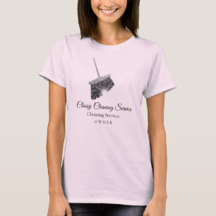 Het roze Grijze het Schoonmaken Houden van Hause T-shirt