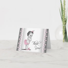 Het roze Grijze Vintage Baby shower dankt u Bedankkaart