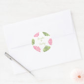 Het roze & Groene Huwelijk van de Dahlia om de Ronde Sticker (Envelop)