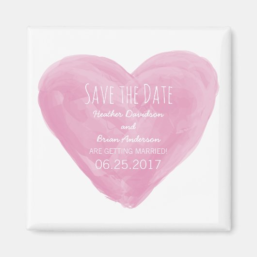 Het roze Hart van de Waterverf sparen de Magnet Da (Voorkant)