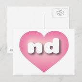 Het roze hart van North Dakota vervaagt het hart - Briefkaart (Voorkant / Achterkant)