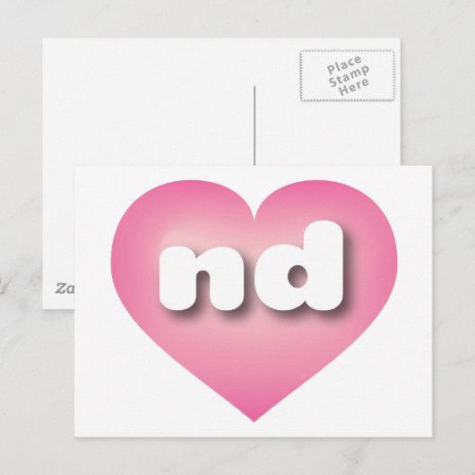 Het roze hart van North Dakota vervaagt het hart - Briefkaart (Voorkant / Achterkant)