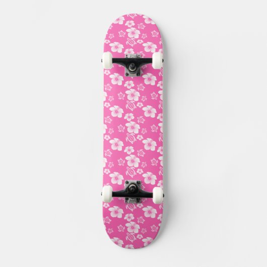 Het roze Hawaiiaanse Patroon van Honu van de Skateboard (Voorkant)