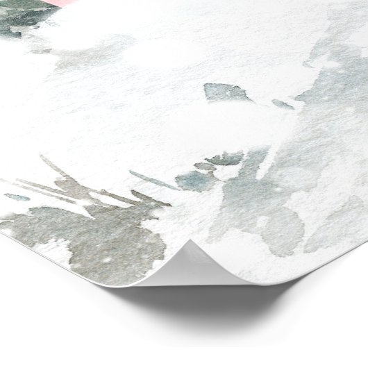 Het roze huisje in het besneeuwde bos poster (Hoek)