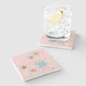 Het roze Iconische AtoomOnderzetter van de Steen Stenen Onderzetter (Zijkant)