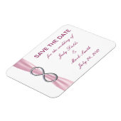 Het roze Infinity huwelijk bewaart de Datum Magnet Magneet (Linkerzijde)