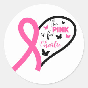 Het roze is voor borstkankerbewustzijn ronde sticker