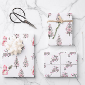 Het roze kerst Collectie 1 Inpakpapier Vel