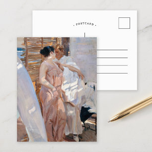 Het roze kleed, na het bad   Joaquín Sorolla Briefkaart