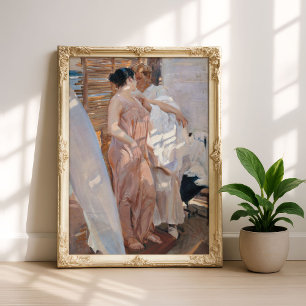 Het roze kleed, na het bad   Joaquín Sorolla Poster