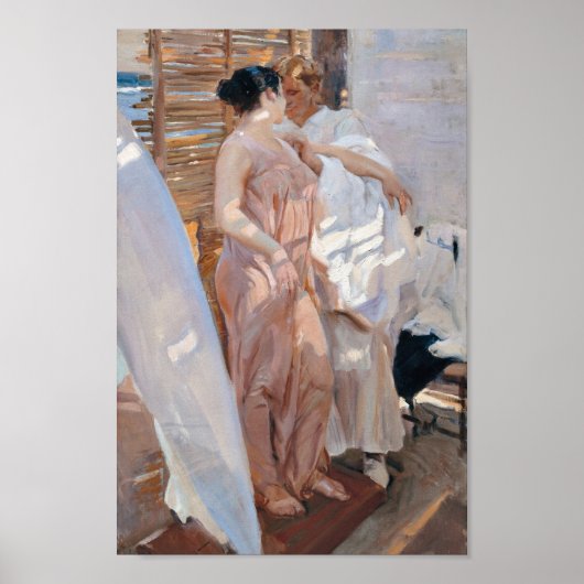 Het roze kleed, na het bad | Joaquín Sorolla Poster (Voorkant)