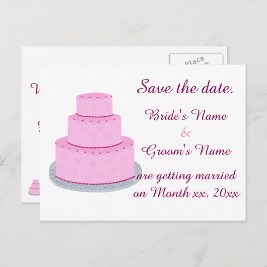 Het roze Kokje van de Weddenschap Harten sparen de Aankondigingskaart (Voorkant / Achterkant)