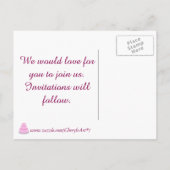 Het roze Kokje van de Weddenschap Harten sparen de Aankondigingskaart (Achterkant)