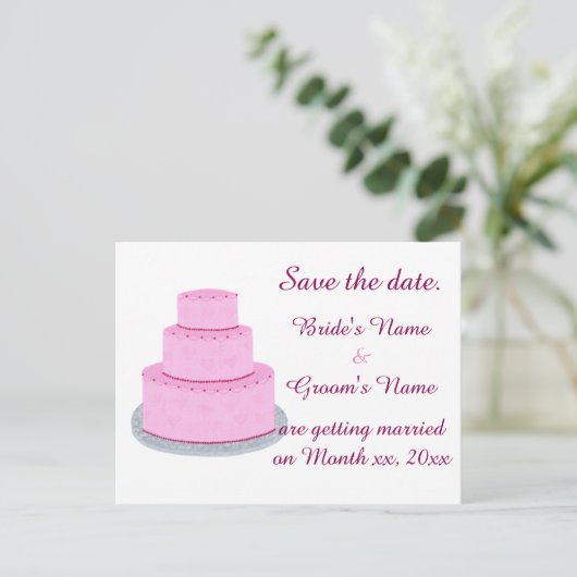 Het roze Kokje van de Weddenschap Harten sparen de Aankondigingskaart (Staand voorkant)