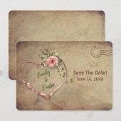 Het Roze Koolstofhart van het huwelijk sparen de D Save The Date (Voorkant / Achterkant)