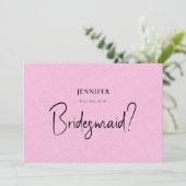 Het roze Linen witte Manuscript zal u mijn Bridesm Kaart (Staand voorkant)