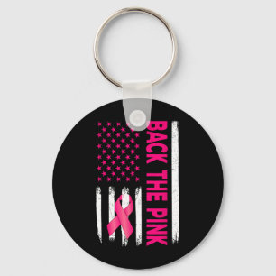 Het Roze Lint Amerikaanse Vlag Borstkanker Bewustz Sleutelhanger