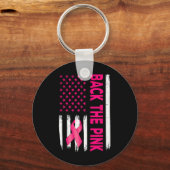 Het Roze Lint Amerikaanse Vlag Borstkanker Bewustz Sleutelhanger (Voorkant)