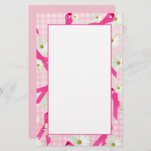 Het roze lint en madeliefjes briefpapier (Voorkant / Achterkant)