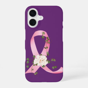 Het roze lint met klimop op Paarse iPhone 16 Hoesje