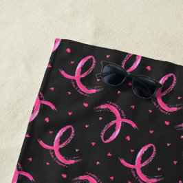 Het roze lintpatroon van de liefde en van de Steun Strandlaken