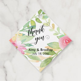 Het roze Manuscript van de Bloemen Dank u Geperson Bedankjes Labels