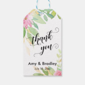 Het roze Manuscript van de Bloemen Dank u Geperson Cadeaulabel (Achterkant)