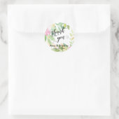 Het roze Manuscript van de Bloemen Dank u Geperson Ronde Sticker (Tas)