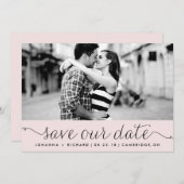 Het roze Manuscript van de Dainty sparen Onze Aank Save The Date (Voorkant / Achterkant)