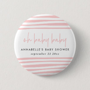 Het roze meisje met twee baby showers moderne typo ronde button 5,7 cm