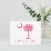 Het roze Meisje Palmetto van Carolina Briefkaart (Staand voorkant)