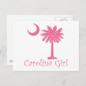 Het roze Meisje Palmetto van Carolina Briefkaart (Voorkant / Achterkant)