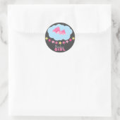 Het roze meisje Teddy bear in het Baby shower van  Ronde Sticker (Tas)
