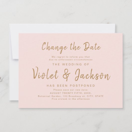 Het roze minimale manuscript verandert de datumuit kaart (Voorkant)